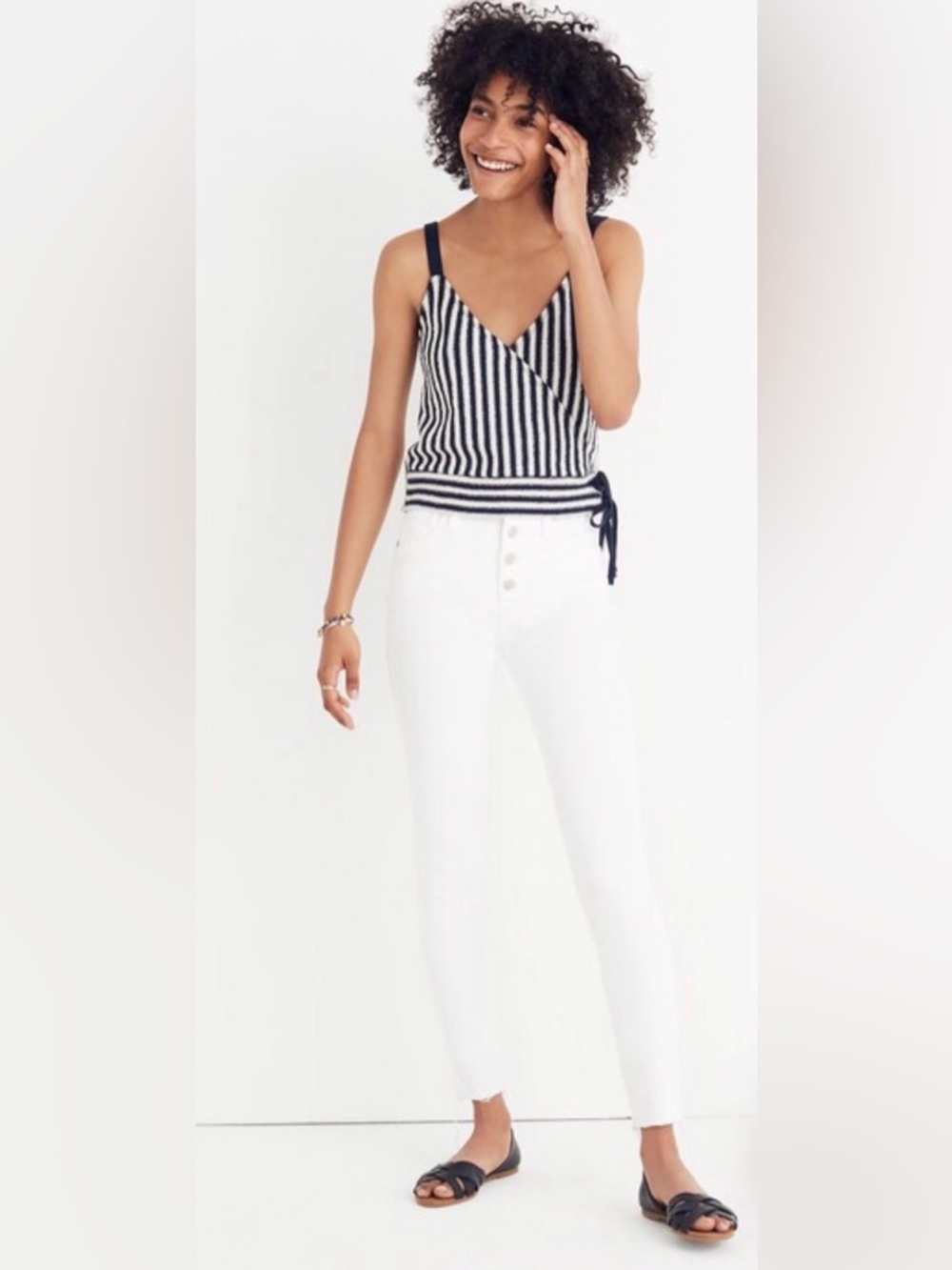 Madewell‎ Finale Tank In Deep Navy Striped Jacquard